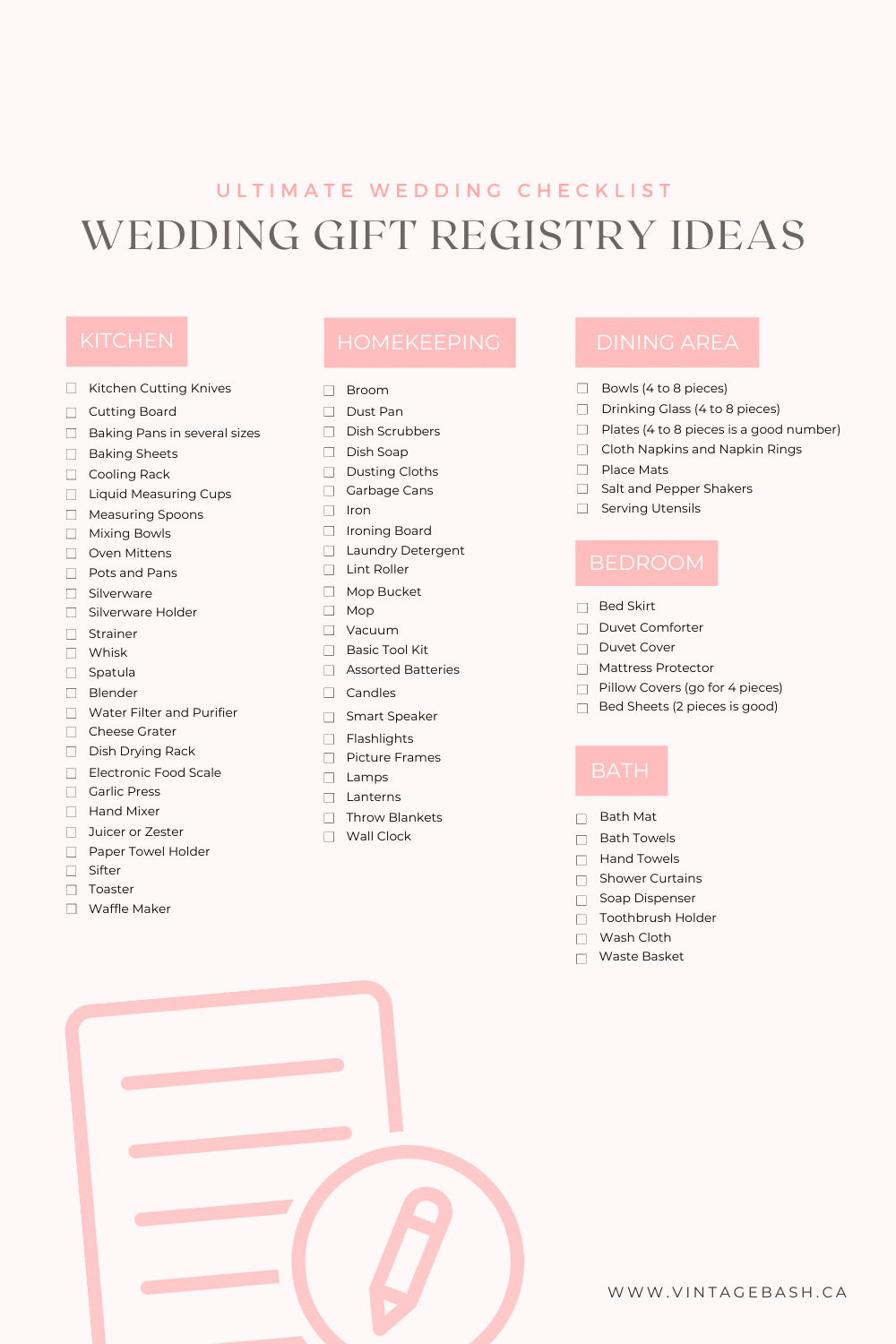 The Complete Wedding Gift Registry Checklist • VintageBash The Complete Wedding Gift Registry Checklist • VintageBash