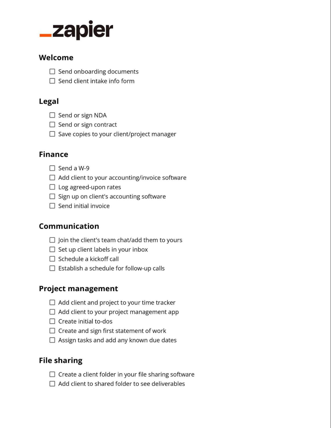 sample client onboarding checklist template sample client onboarding checklist template