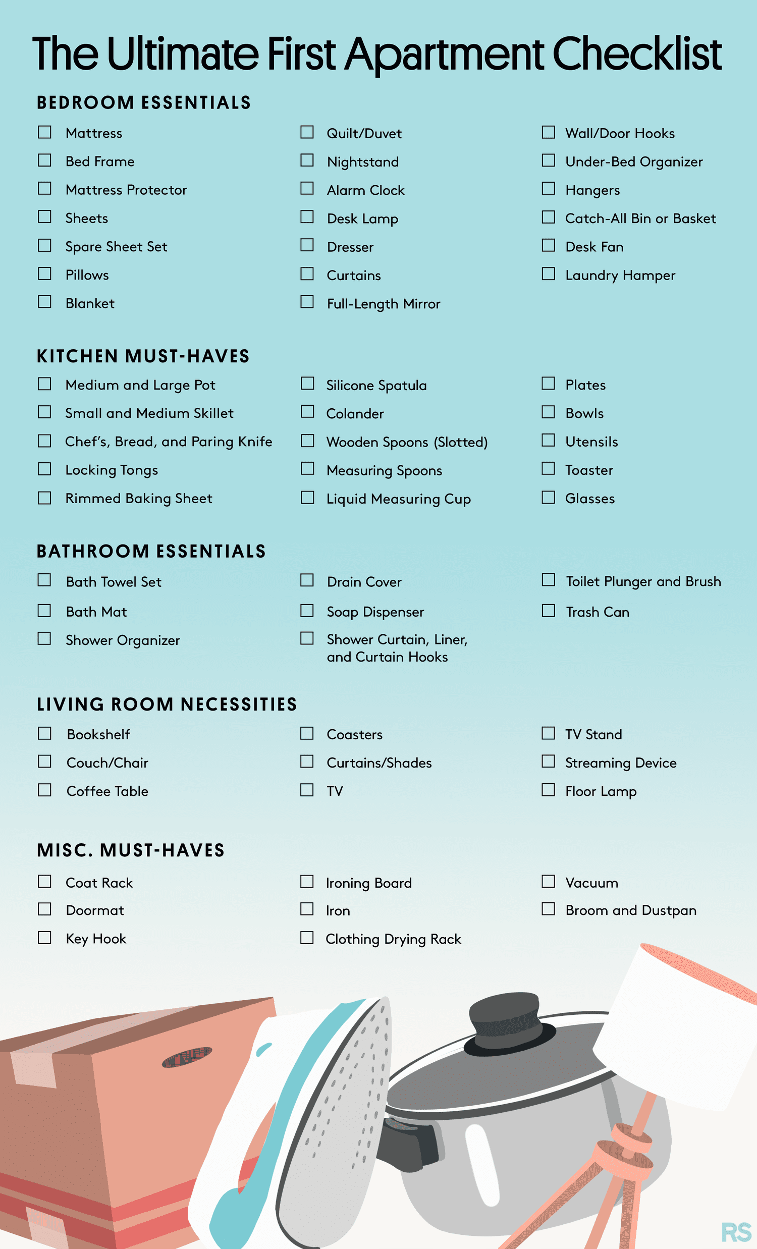 The Ultimate First Apartment Checklist The Ultimate First Apartment Checklist