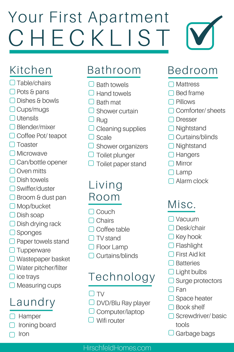 The Ultimate First Apartment Checklist The Ultimate First Apartment Checklist