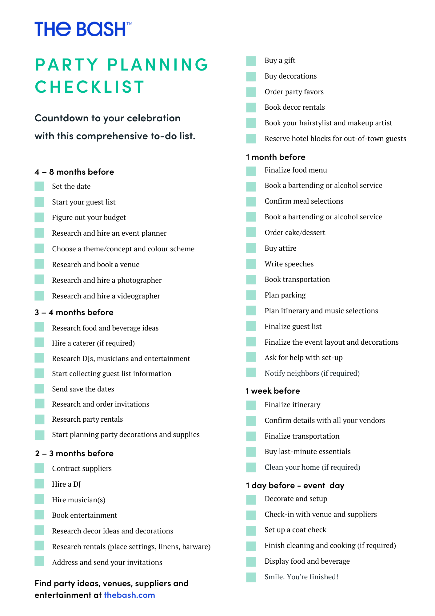 The Ultimate Party Planning Checklist - Stay Organized - The Bash The Ultimate Party Planning Checklist - Stay Organized - The Bash