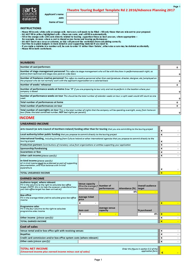 sample theatre budget template sample theatre budget template