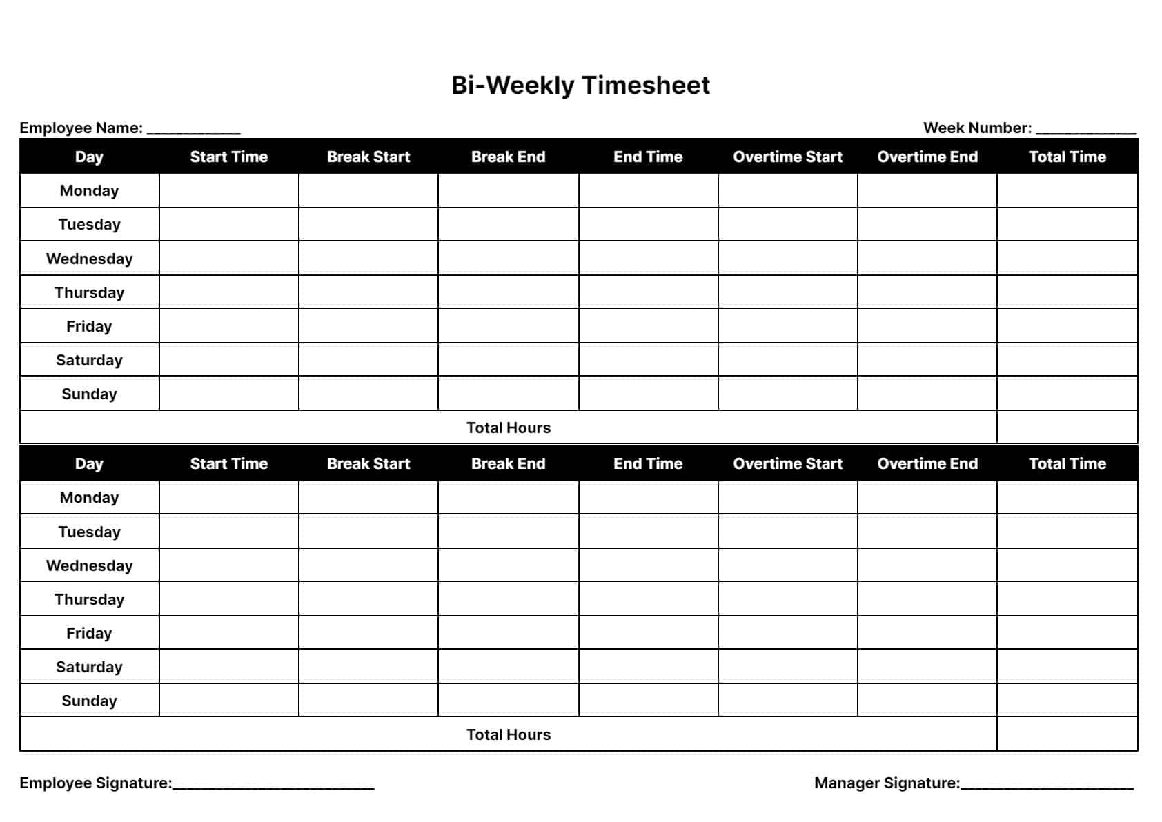 sample bi-weekly timesheet template sample bi-weekly timesheet template