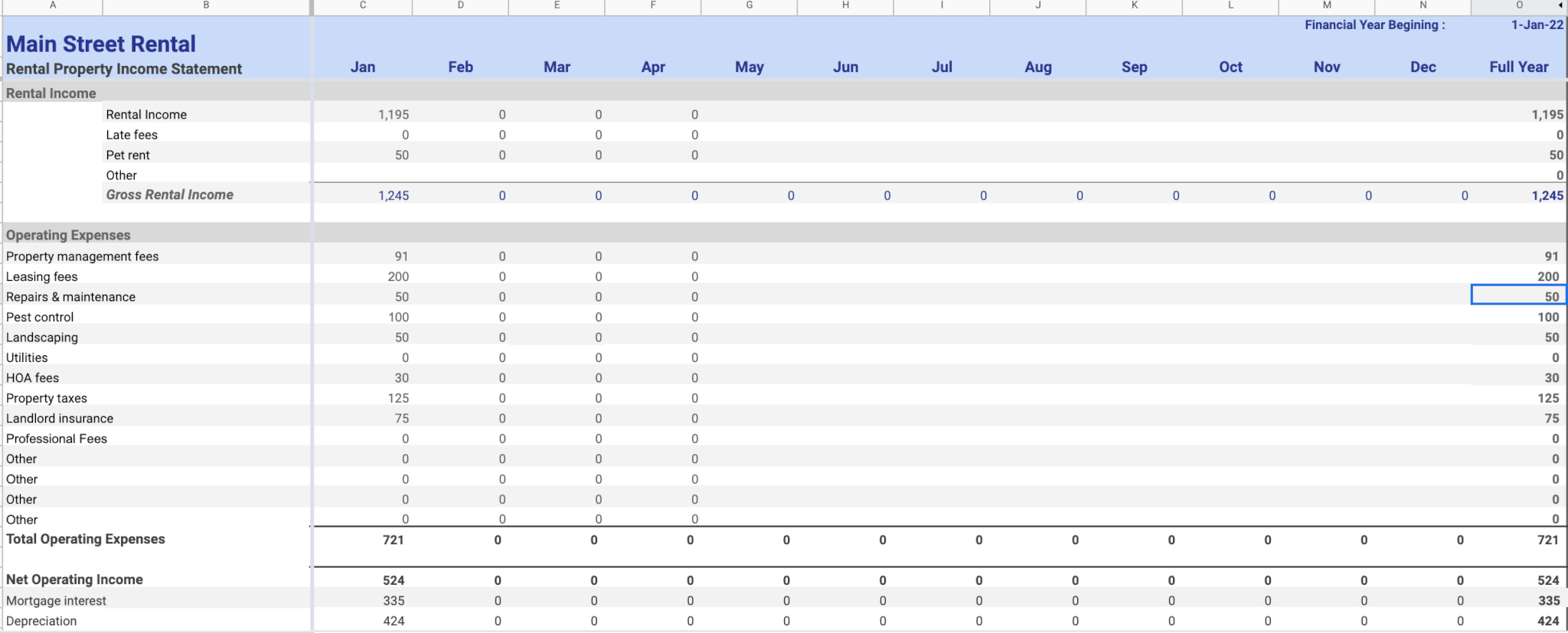 sample profit and loss for rental property template sample profit and loss for rental property template