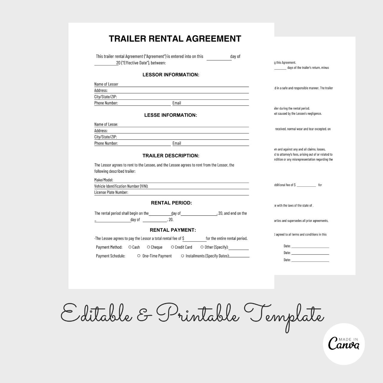 sample Trailer Lease Agreement Template sample Trailer Lease Agreement Template