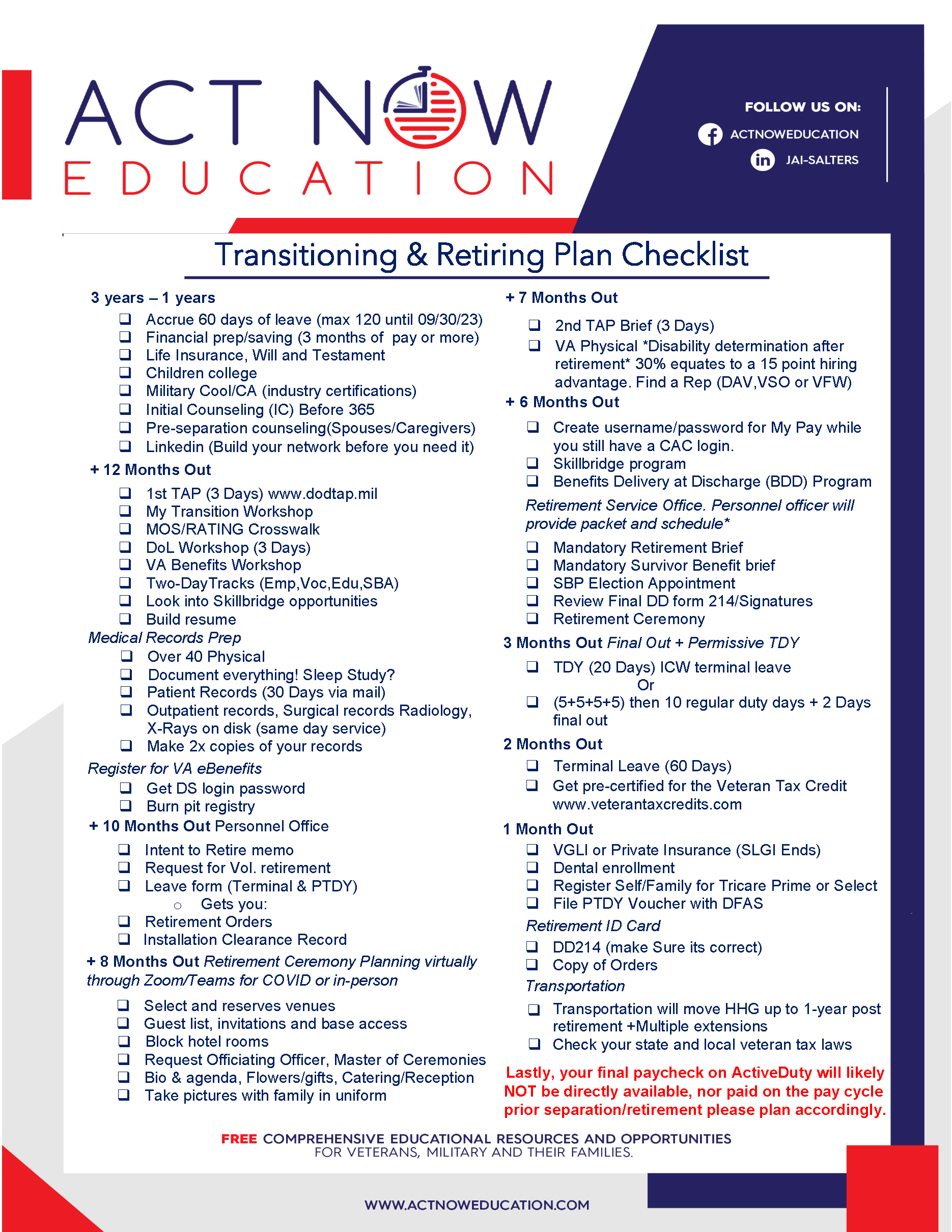 sample retirement checklist template sample retirement checklist template