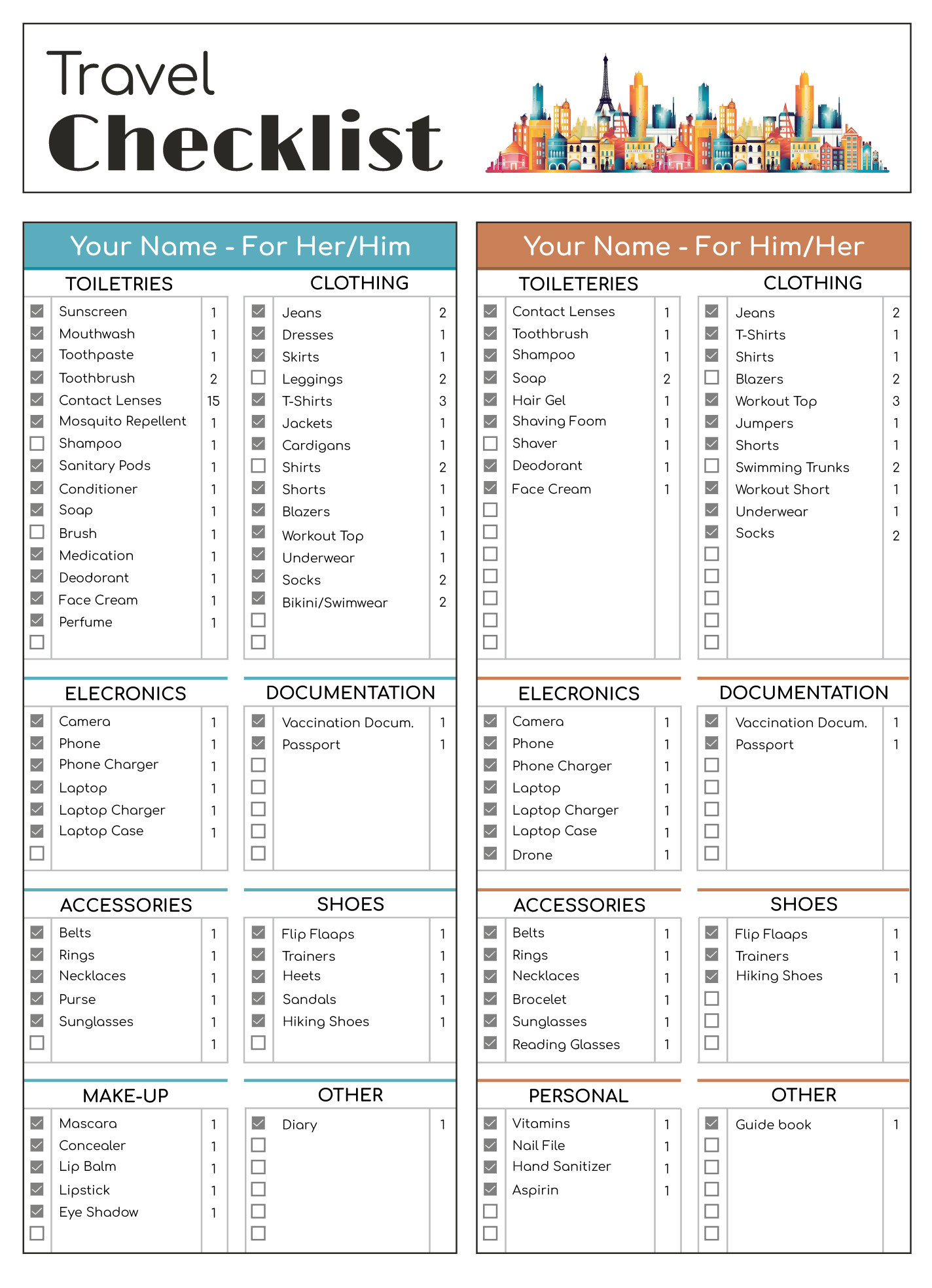 Travel Checklist Free Google Sheets & Excel Template - gdoc Travel Checklist Free Google Sheets & Excel Template - gdoc