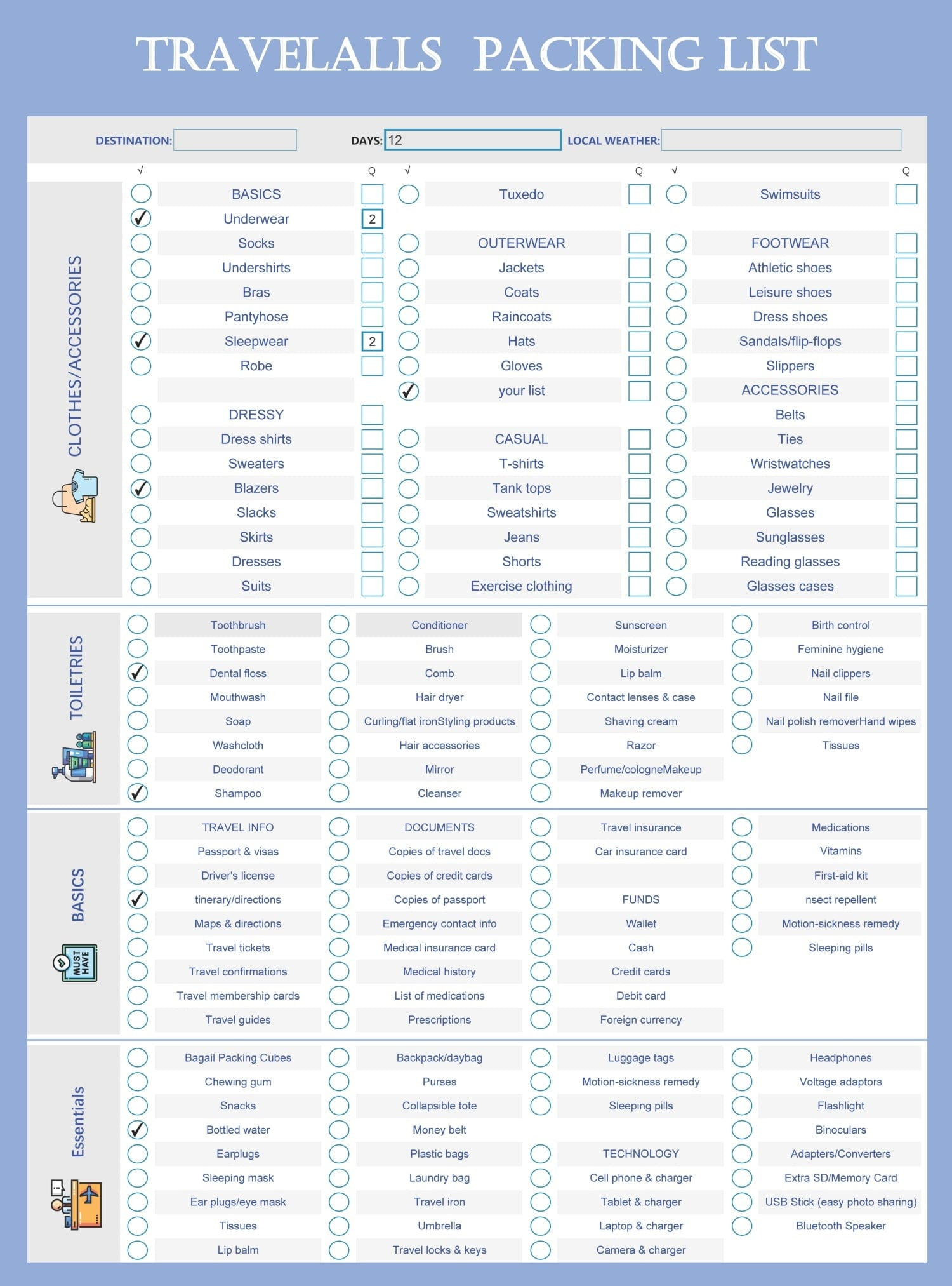 Travel Packing List Template,Printable PDF Checklist Planner , Cruise, Vacation, Family, EDITABLE Packing Checklist A A US Letter Travel Packing List Template,Printable PDF Checklist Planner , Cruise, Vacation, Family, EDITABLE Packing Checklist A A US Letter