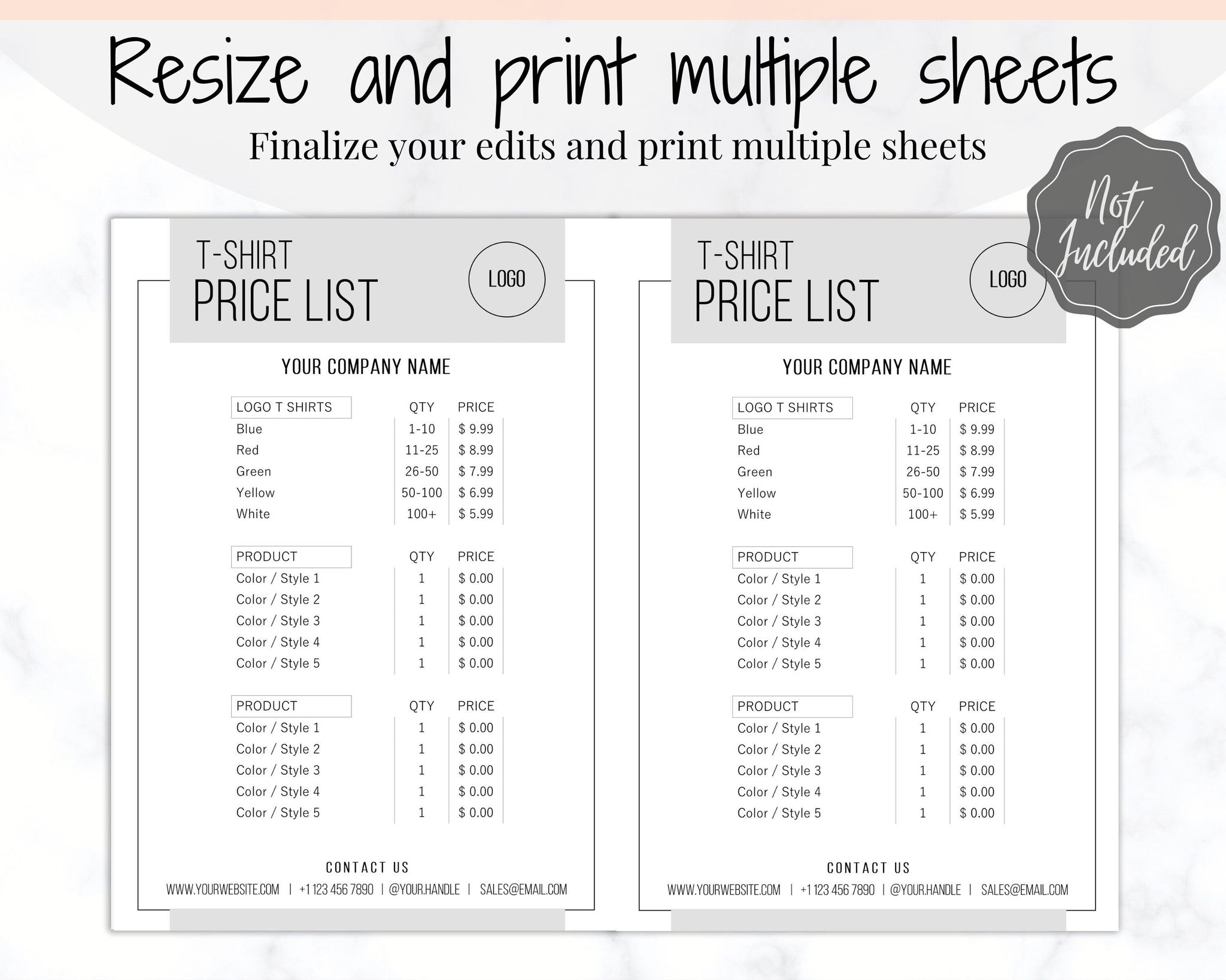 sample Custom T Shirt Price List Template sample Custom T Shirt Price List Template