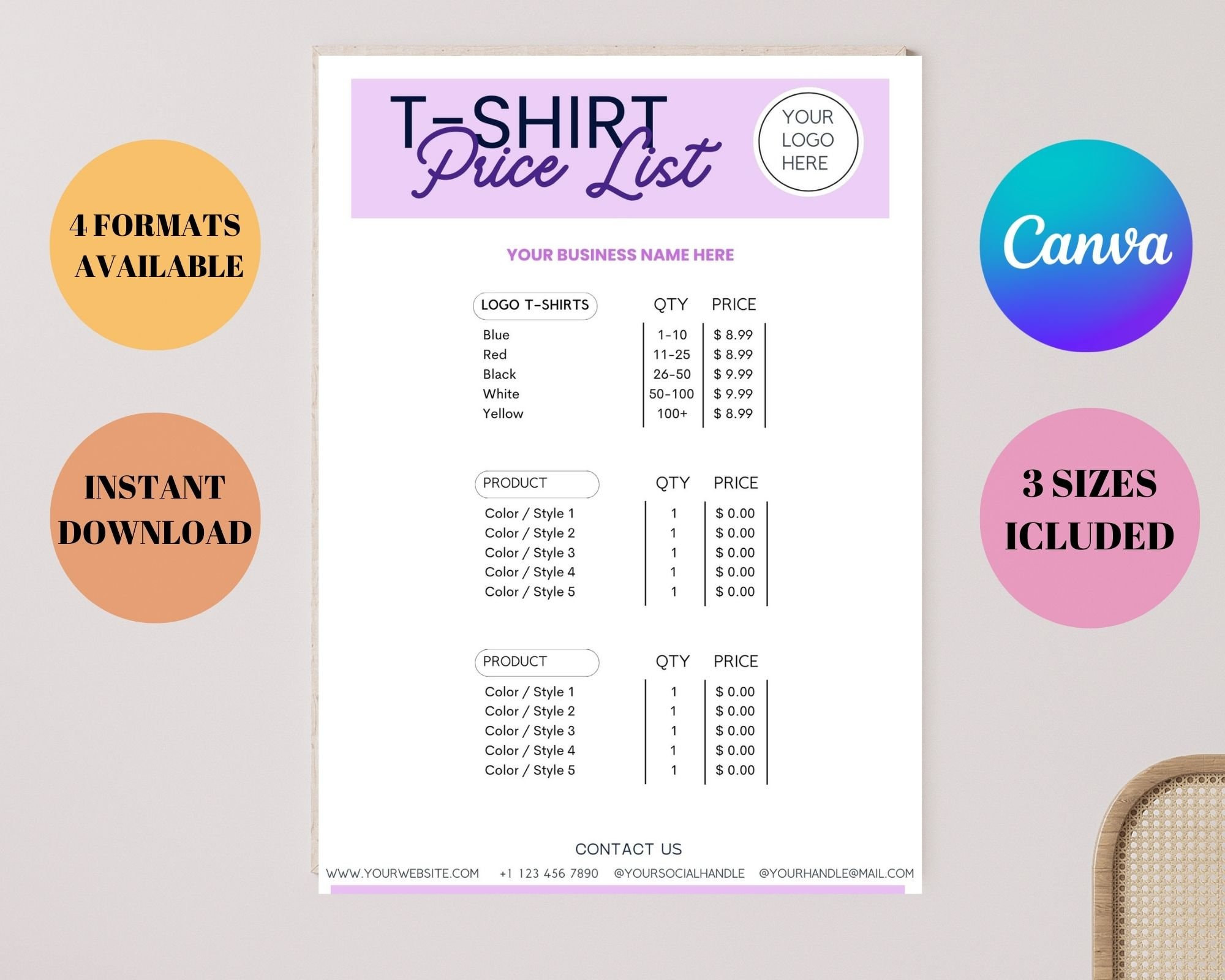 sample Custom T Shirt Price List Template sample Custom T Shirt Price List Template