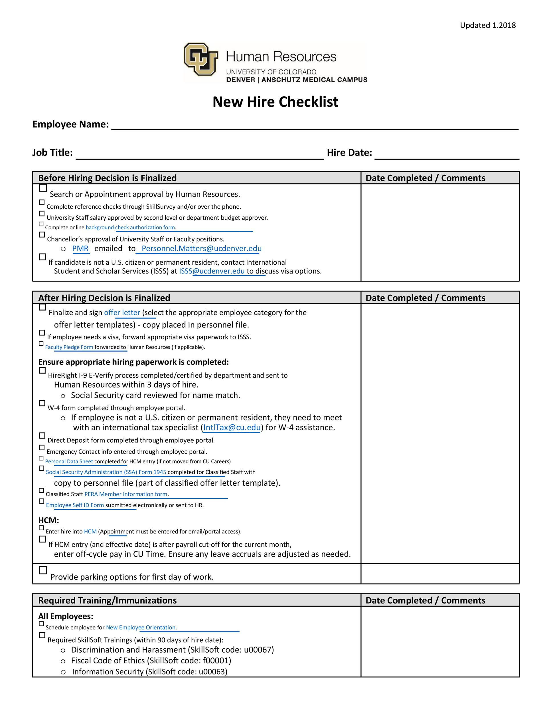 sample new employee training checklist template sample new employee training checklist template