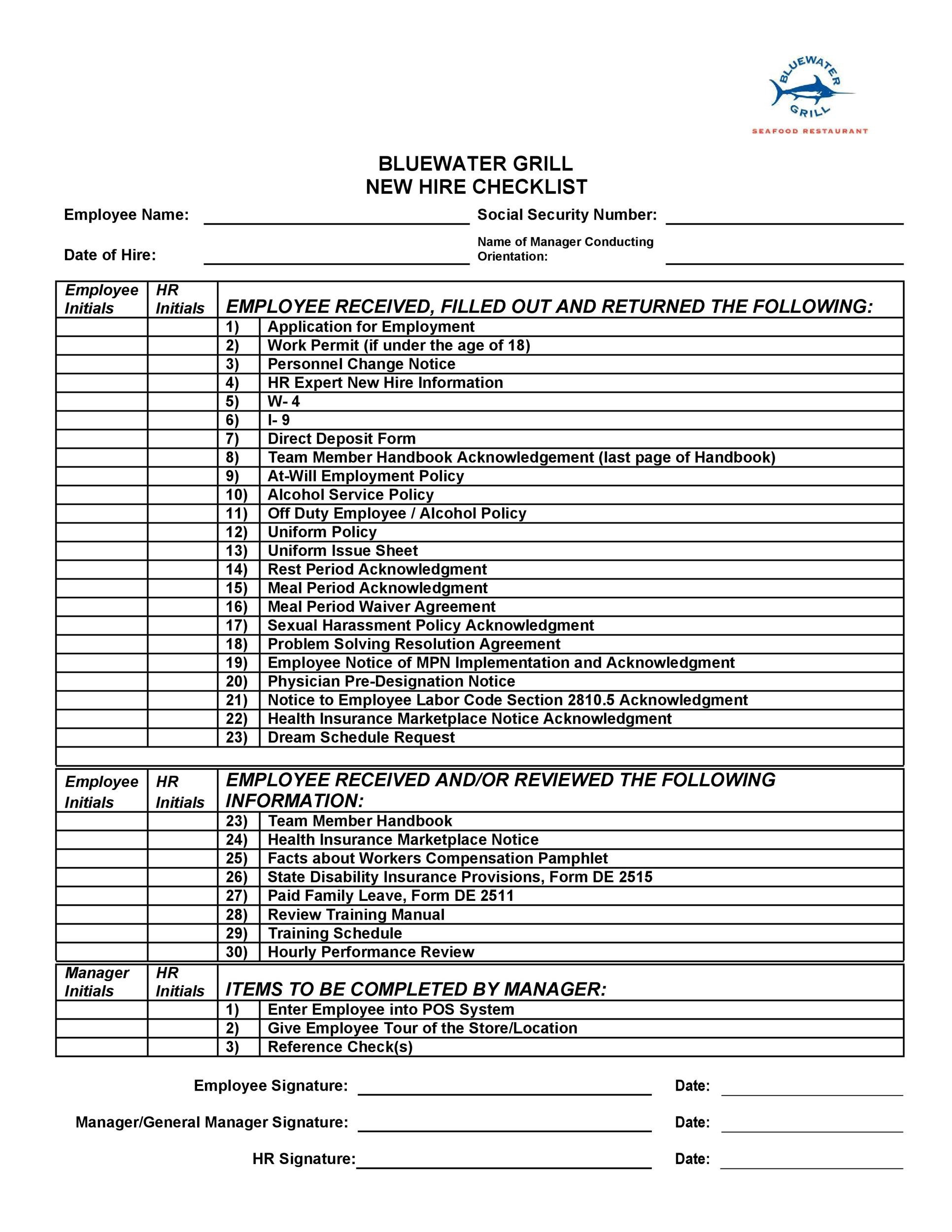 sample new employee training checklist template sample new employee training checklist template