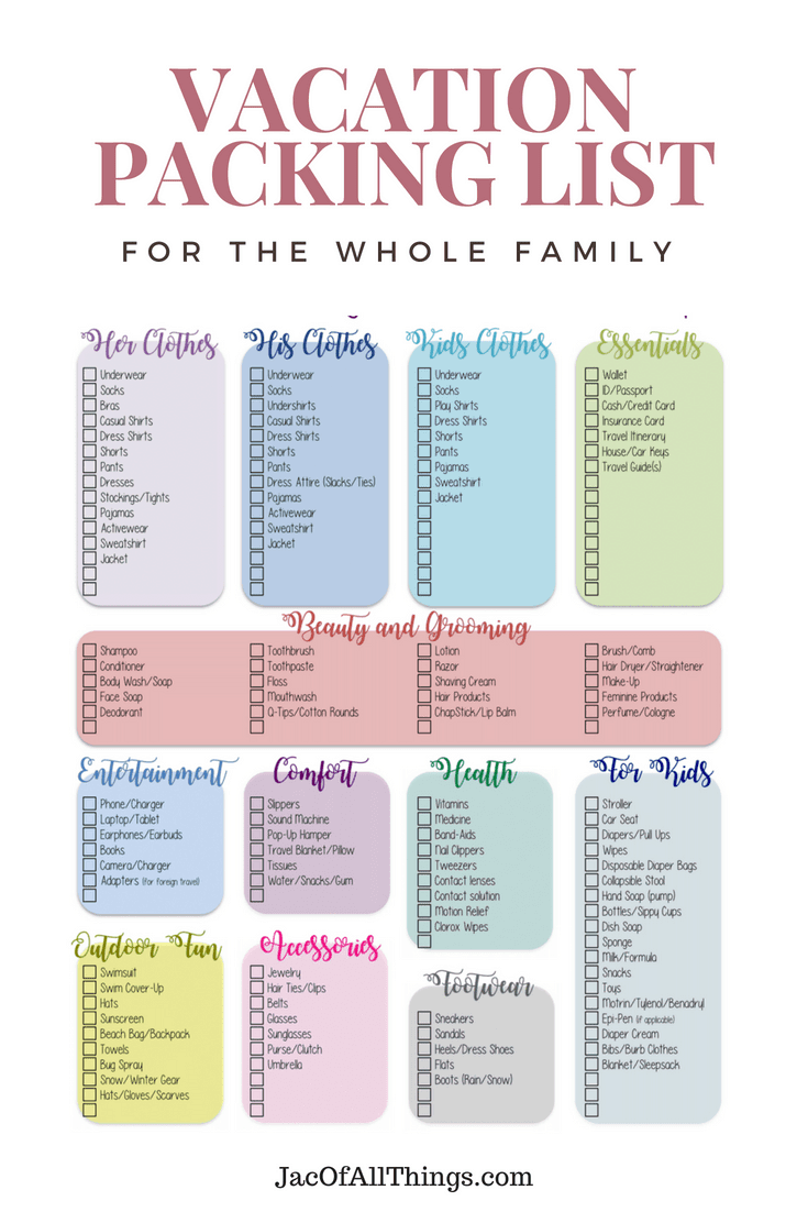 Vacation Packing List - The Ultimate Packing Checklist (Free Vacation Packing List - The Ultimate Packing Checklist (Free