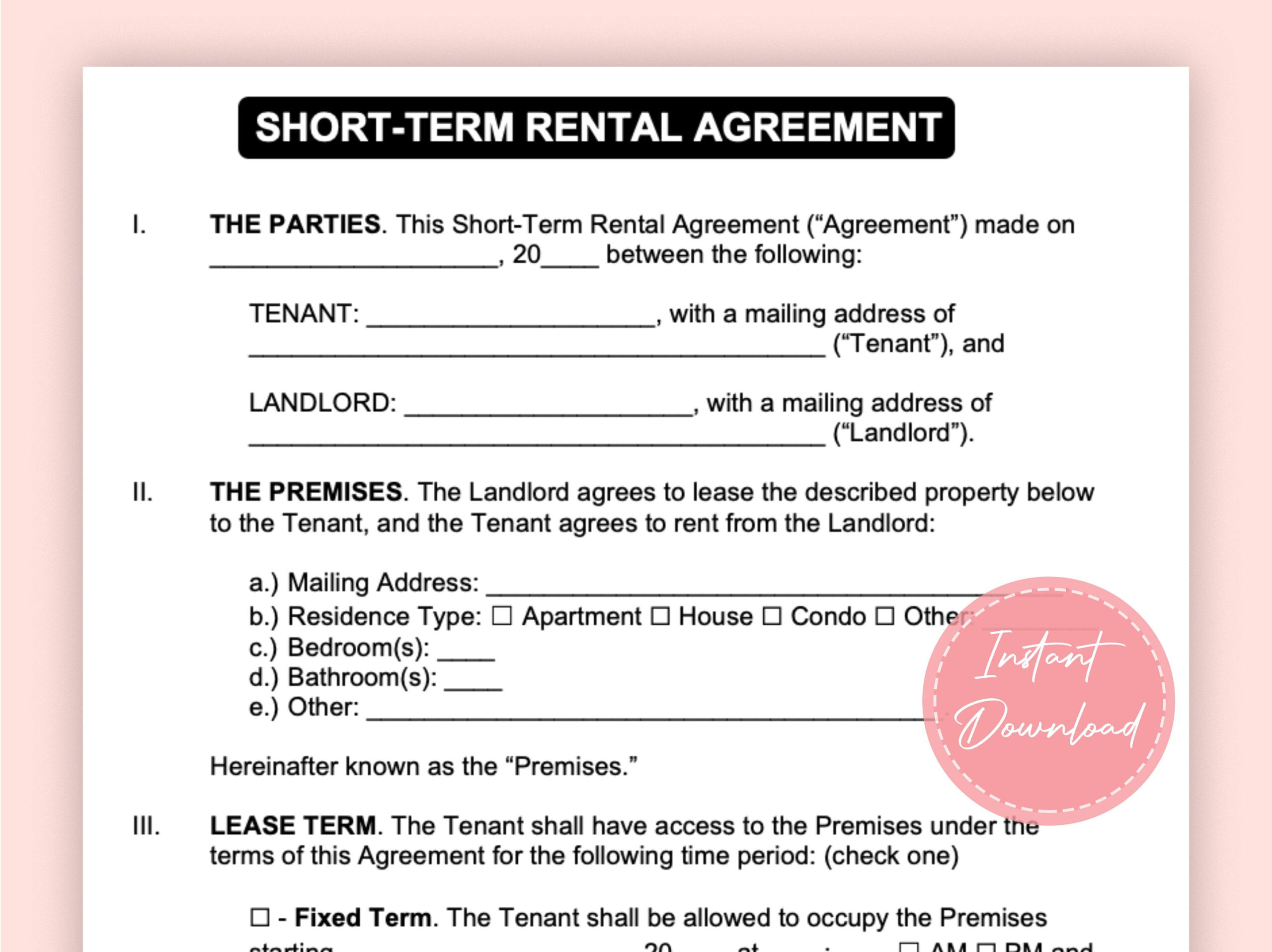 sample Short Term Lease Agreement Template sample Short Term Lease Agreement Template