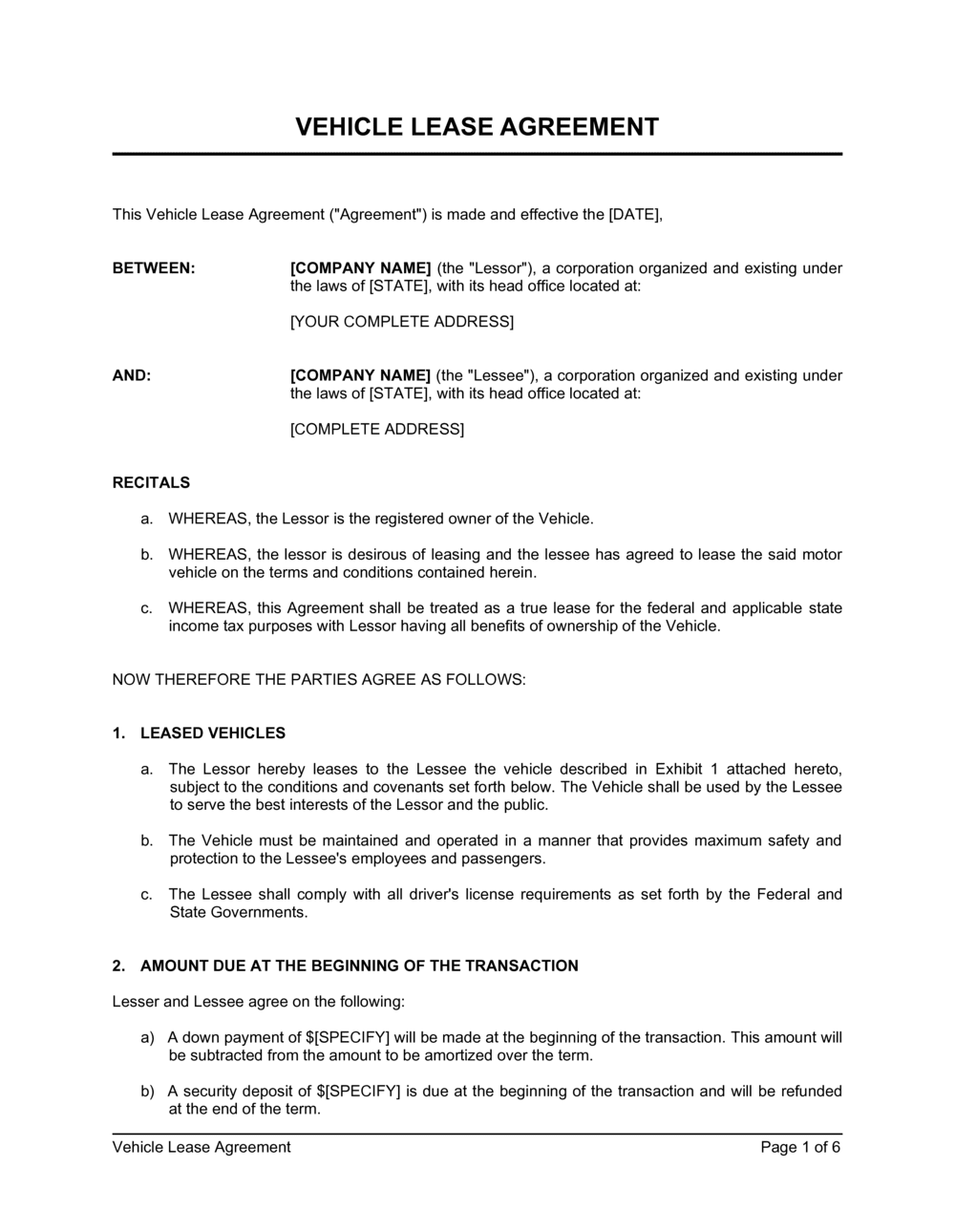 sample car lease agreement template sample car lease agreement template