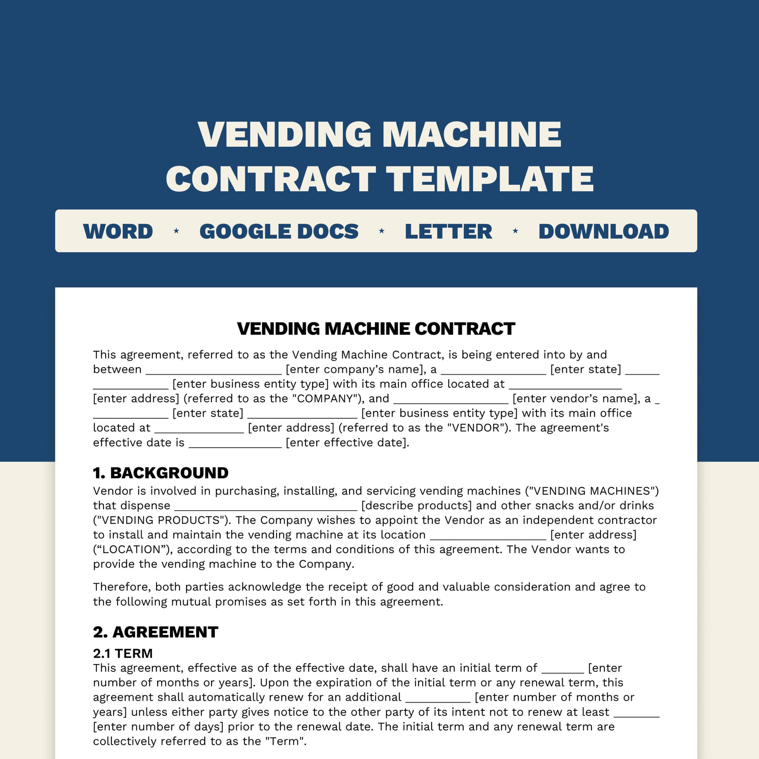 sample Vending Machine Agreement Template sample Vending Machine Agreement Template