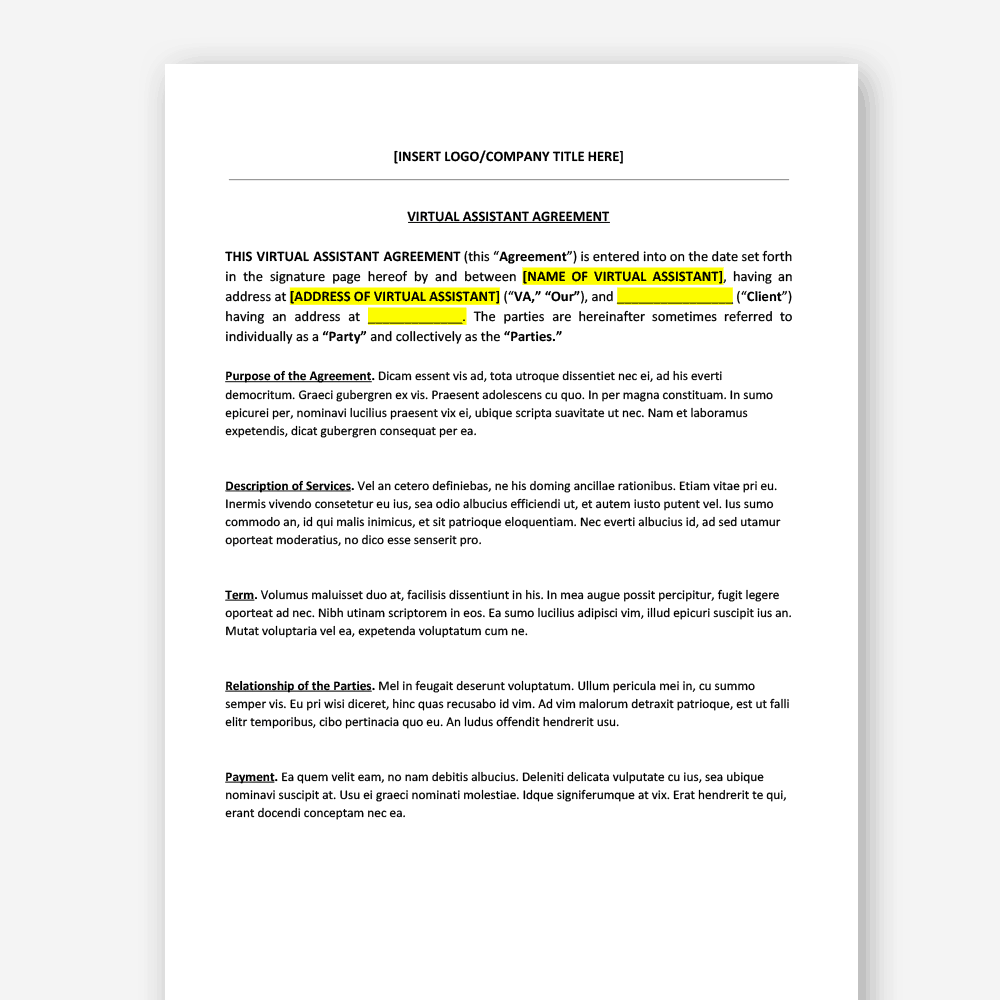sample Virtual Assistant Agreement Template sample Virtual Assistant Agreement Template
