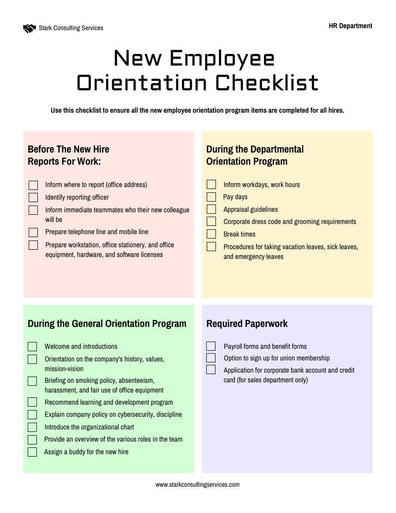 sample new employee training checklist template sample new employee training checklist template