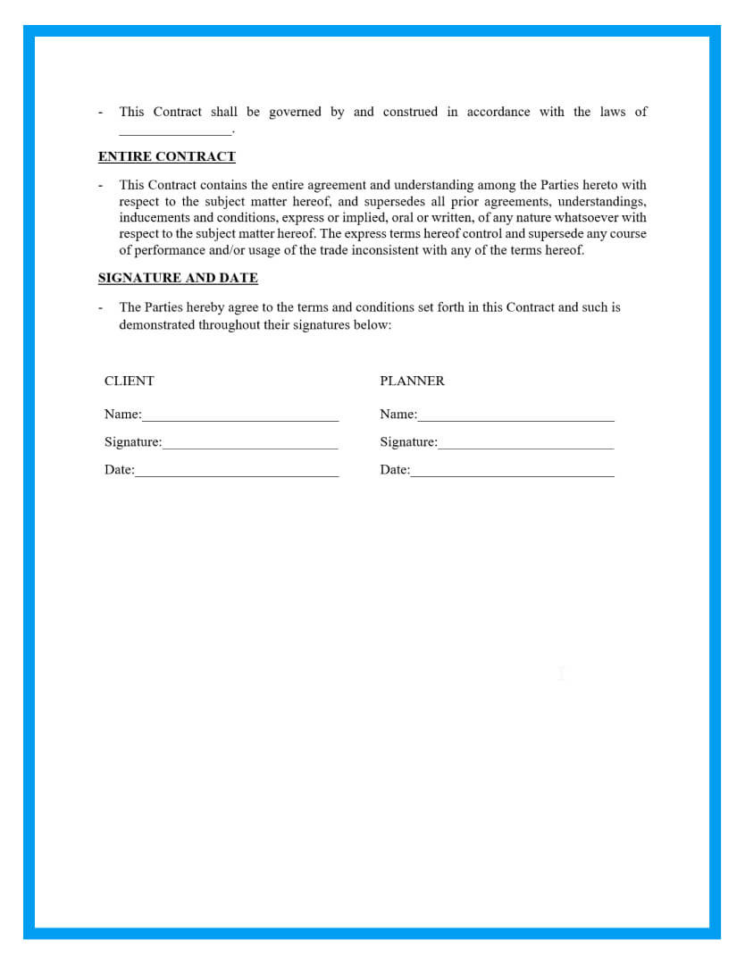 sample Wedding Planner Agreement Template sample Wedding Planner Agreement Template