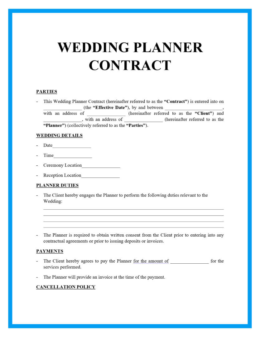 sample Wedding Agreement Template sample Wedding Agreement Template