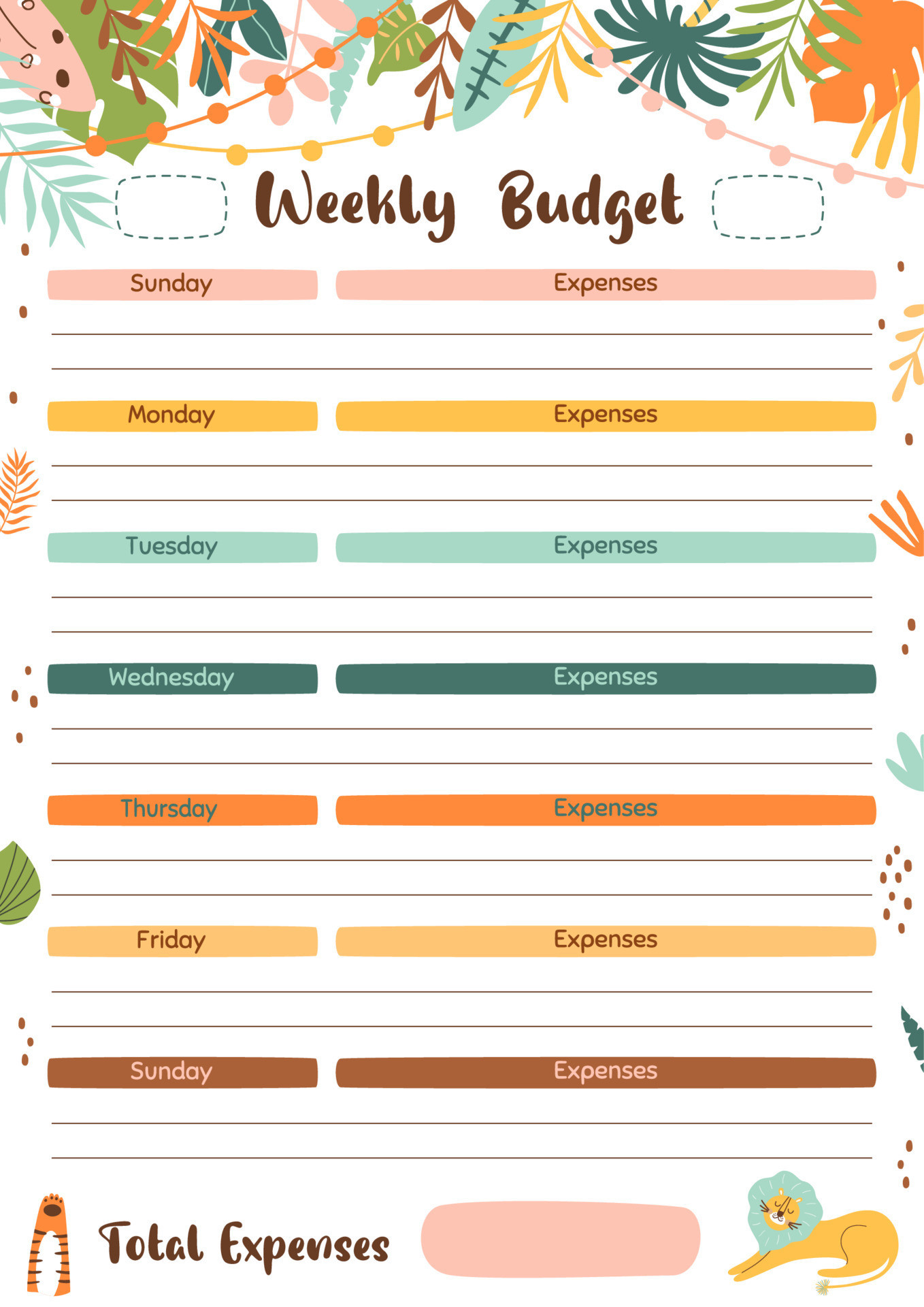 sample cute weekly budget template sample cute weekly budget template