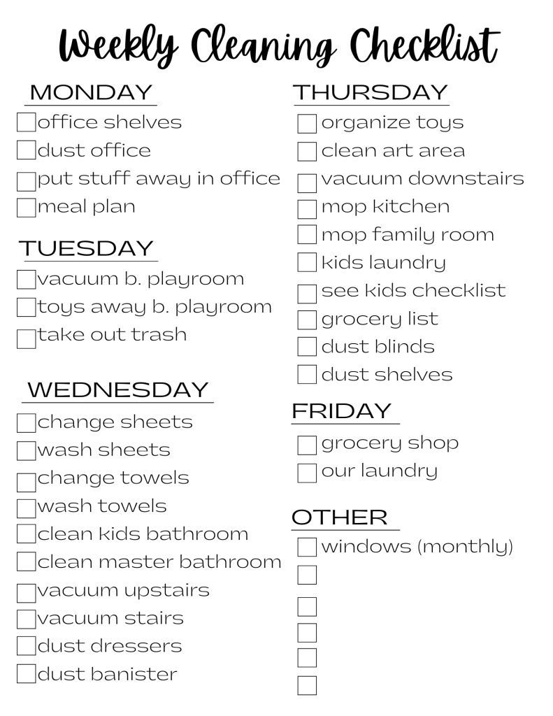 sample cleaning checklist template sample cleaning checklist template