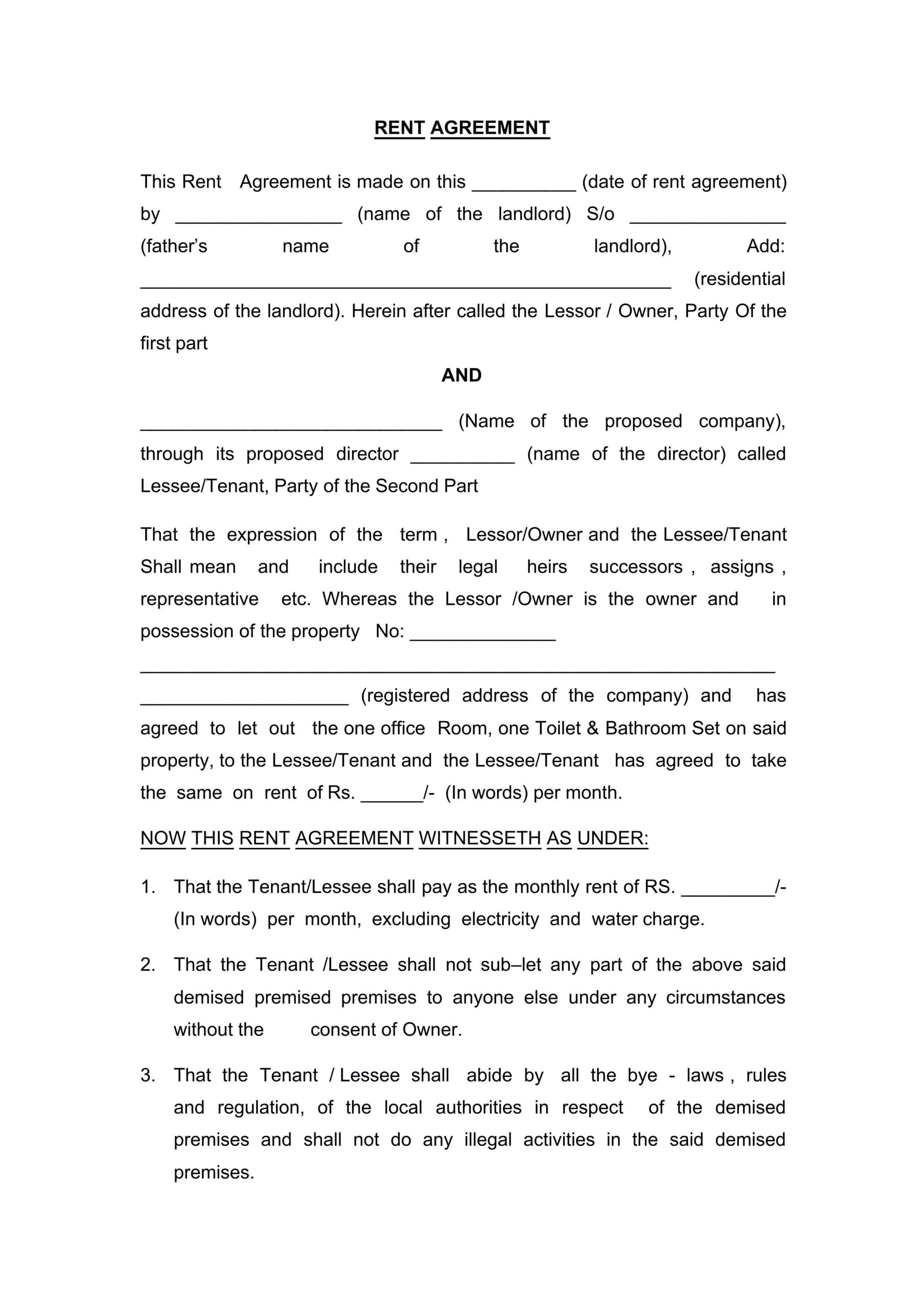 sample house rent agreement template sample house rent agreement template