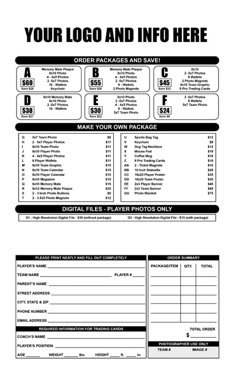 sample Sports Photography Price List Template sample Sports Photography Price List Template